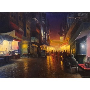 Zulfiqar Ali Zulfi, Towards Kotwali, 30 x 40 Inch, Oil on Canvas, Cityscape Painting-AC-ZUZ-081